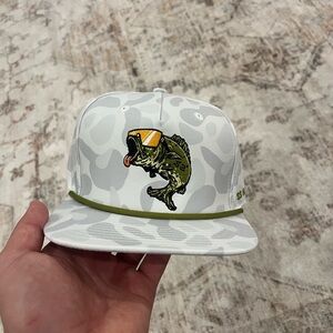 Stylish White and Green Fish Embroidered Hat